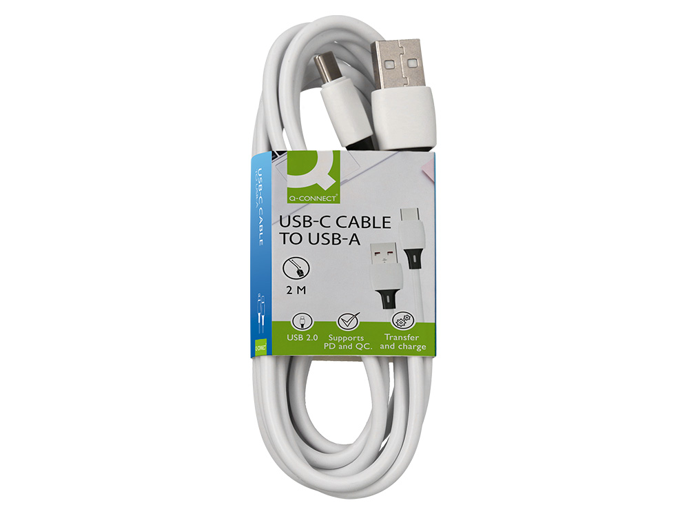CABO USB-C A USB-A Q-CONNECT PVC COMPRIMENTO 2M BRANCO
