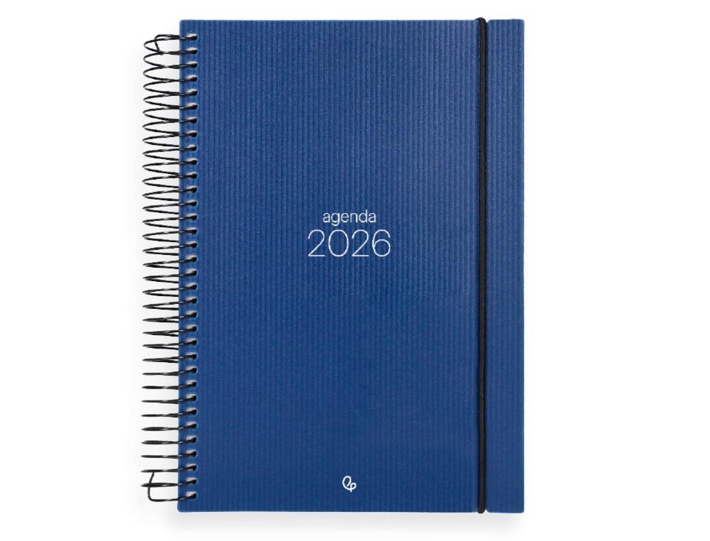 AGENDA ESPIRAL LIDERPAPEL OLBIA A5 2026 DIA PAGINA AZUL PAPEL 60 GR FSC