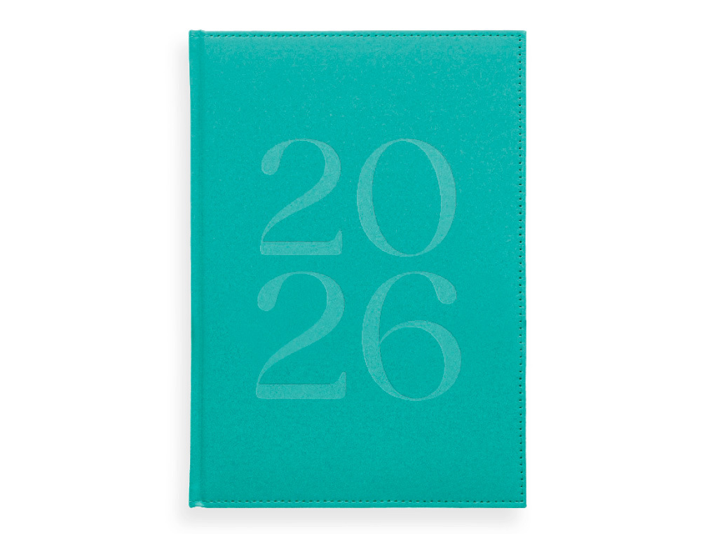 AGENDA ENCADERNADA LIDERPAPEL CRETA 17X24 2026 DIA PAGINA TURQUESA PAPEL 70 GR FSC