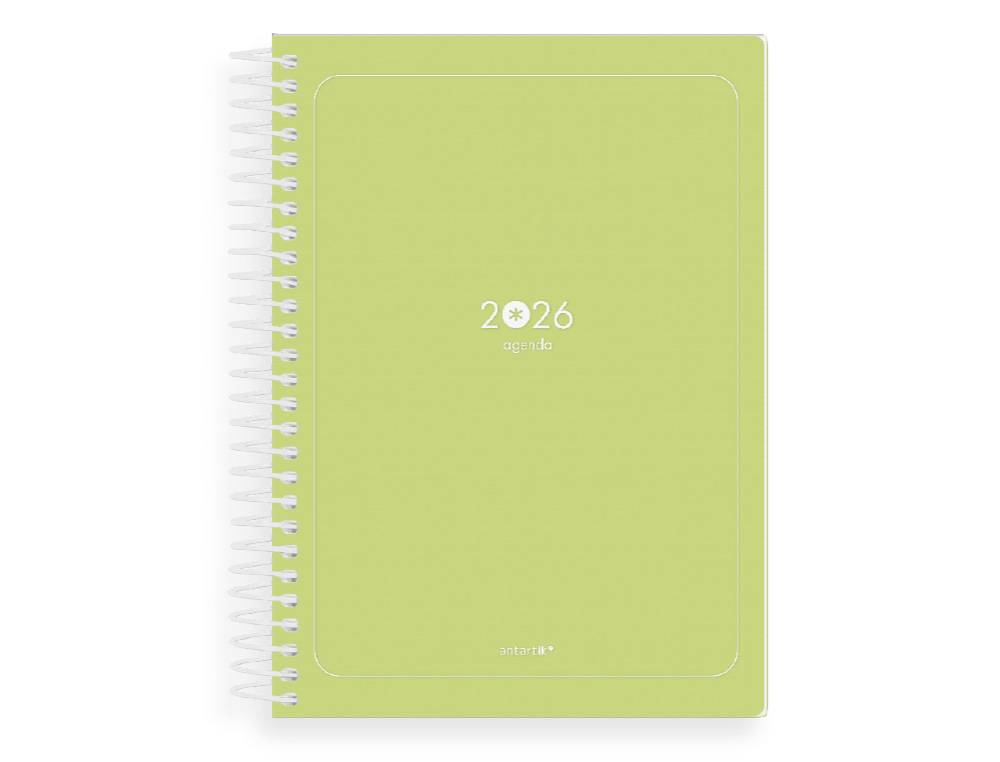 AGENDA ESPIRAL ANTARTIK ESSENTIALS A5+ 2026 DIA PAGINA VERDE PAPEL 80 GR FSC