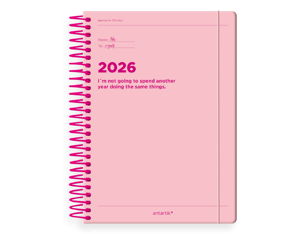 AGENDA ESPIRAL ANTARTIK MANIFEST A5+ 2026 DIA PAGINA ROSA PAPEL 80 GR FSC