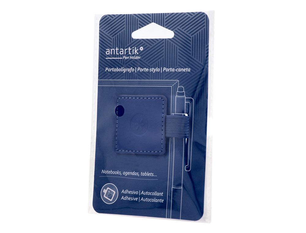 PORTABOLIGRAFO AUTOADHESIVO ANTARTIK PARA CUADERNO NOTE CON ELASTICO HASTA 15 MM GROSOR 80 MM AZUL MARINO