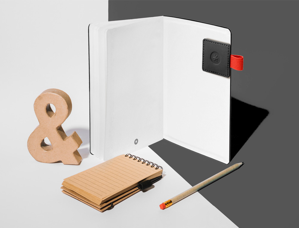 PORTABOLIGRAFO AUTOADHESIVO ANTARTIK PARA CUADERNO NOTE CON ELASTICO HASTA 15 MM GROSOR 80 MM NEGRO Y ROJO