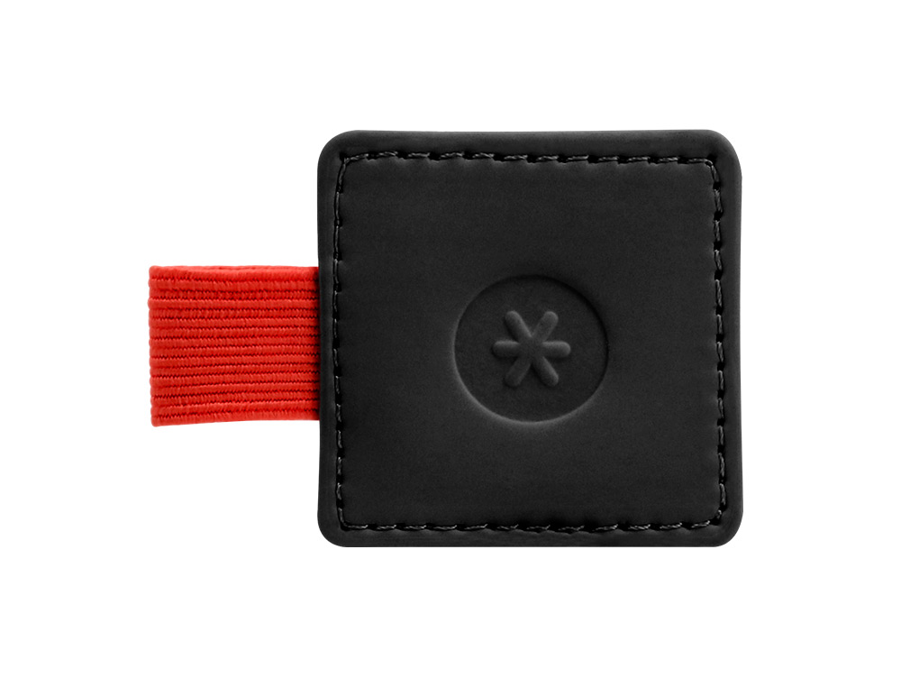 PORTABOLIGRAFO AUTOADHESIVO ANTARTIK PARA CUADERNO NOTE CON ELASTICO HASTA 15 MM GROSOR 80 MM NEGRO Y ROJO