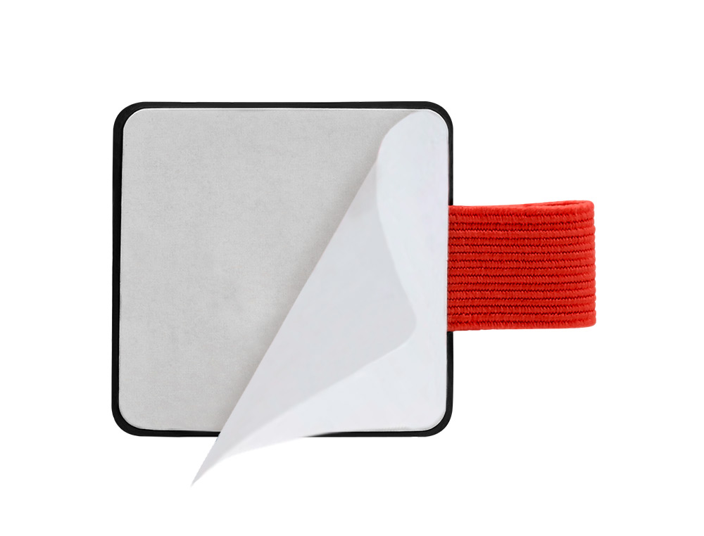 PORTABOLIGRAFO AUTOADHESIVO ANTARTIK PARA CUADERNO NOTE CON ELASTICO HASTA 15 MM GROSOR 80 MM NEGRO Y ROJO