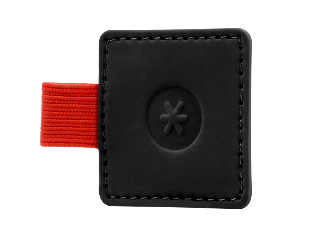 PORTABOLIGRAFO AUTOADHESIVO ANTARTIK PARA CUADERNO NOTE CON ELASTICO HASTA 15 MM GROSOR 80 MM NEGRO Y ROJO