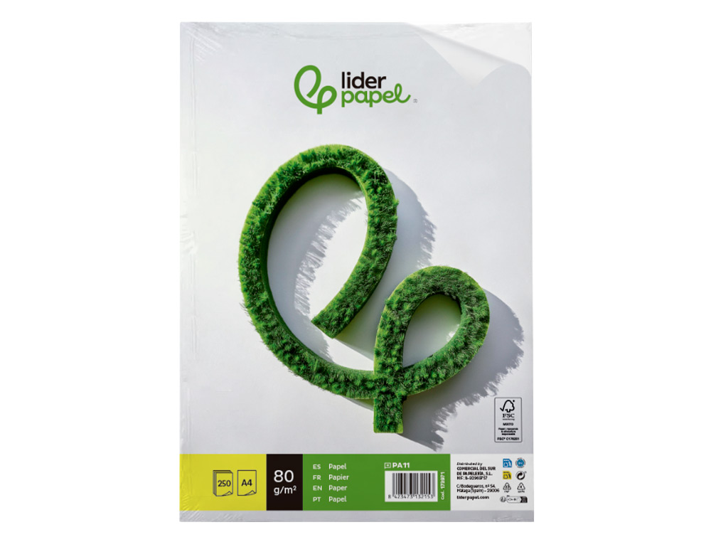 PAPEL LIDERPAPEL A4 80 GR LISO EMBALAGEM DE 250 FOLHAS