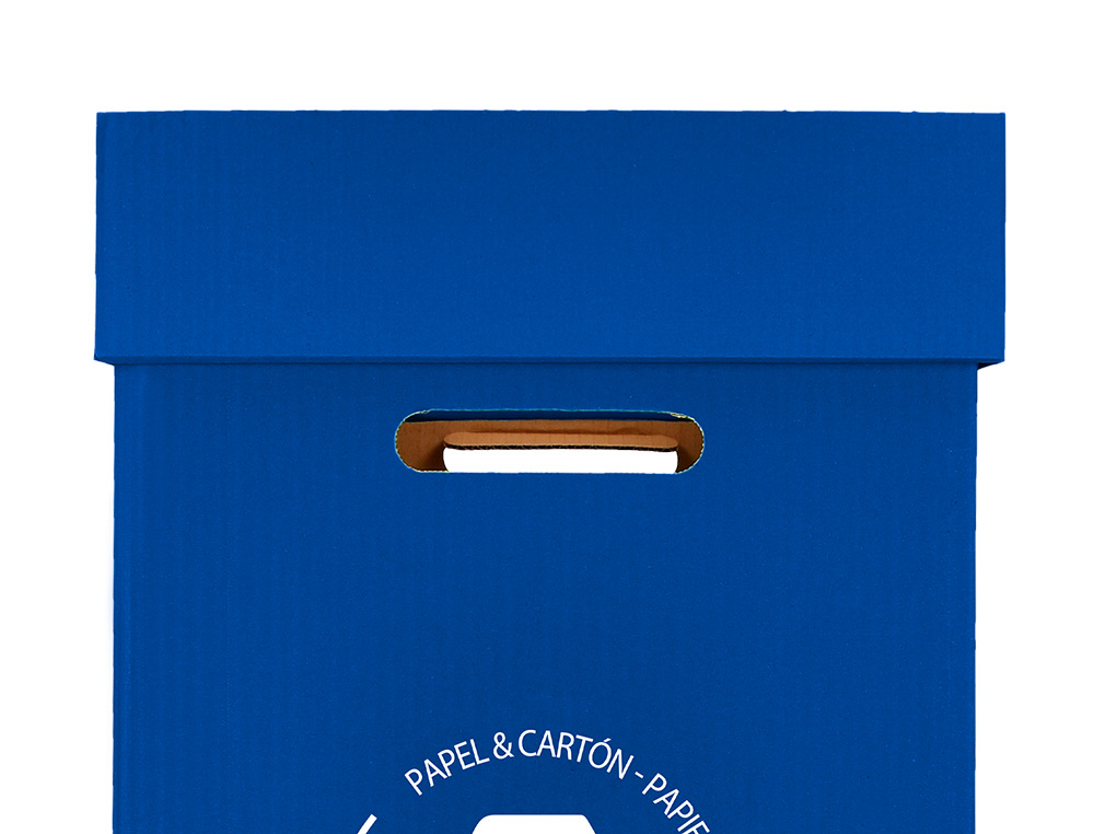 CONTENEDOR PAPELERA RECICLAJE LIDERPAPEL CARTON RECICLADO PARA RESTOS NO RECICLABLES 450X350X650 MM 70 LITROS GRIS