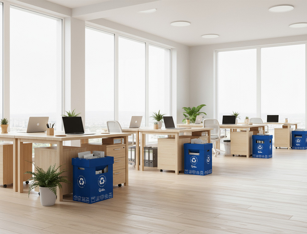 CONTENEDOR PAPELERA RECICLAJE LIDERPAPEL CARTON RECICLADO PARA RESTOS NO RECICLABLES 450X350X650 MM 70 LITROS GRIS