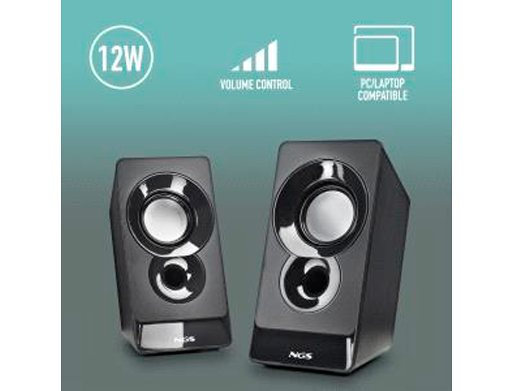 COLUNA NGS SB10 PARA PC 12W STEREO USB ENTRADA JACK 3,5 MM COR PRETO