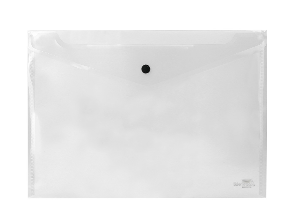BOLSA PORTA DOCUMENTOS LIDERPAPEL COM MOLA DIN A4 TRANSPARENTE