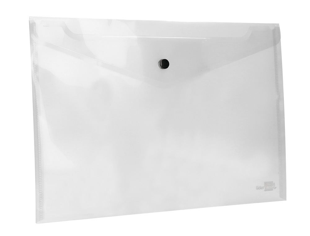 BOLSA PORTA DOCUMENTOS LIDERPAPEL COM MOLA DIN A4 TRANSPARENTE