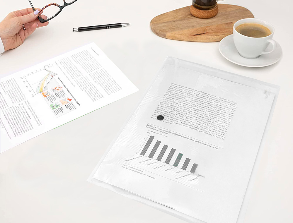 BOLSA PORTA DOCUMENTOS LIDERPAPEL COM MOLA DIN A4 TRANSPARENTE