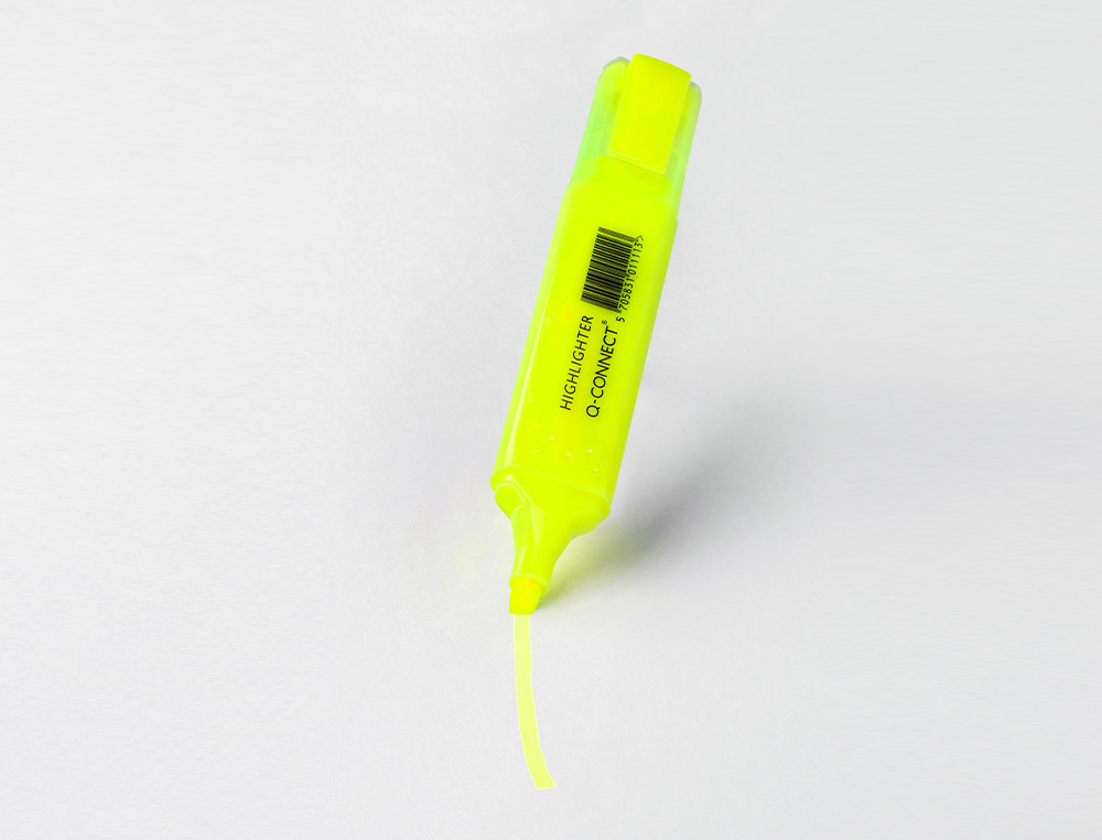 MARCADOR FLUORESCENTE Q-CONNECT DE PONTA BISELADA AMARELO