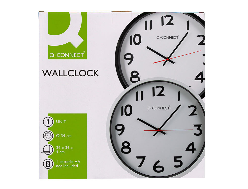 RELOGIO Q-CONNECT DE PAREDE REDONDO EM PLASTICO DIAMETRO 35 CM ARO BRANCO