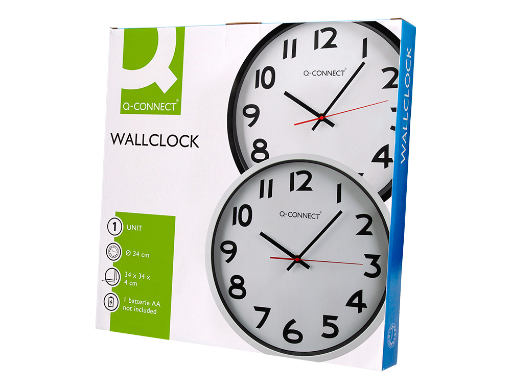 RELOGIO Q-CONNECT DE PAREDE REDONDO EM PLASTICO DIAMETRO 35 CM ARO BRANCO