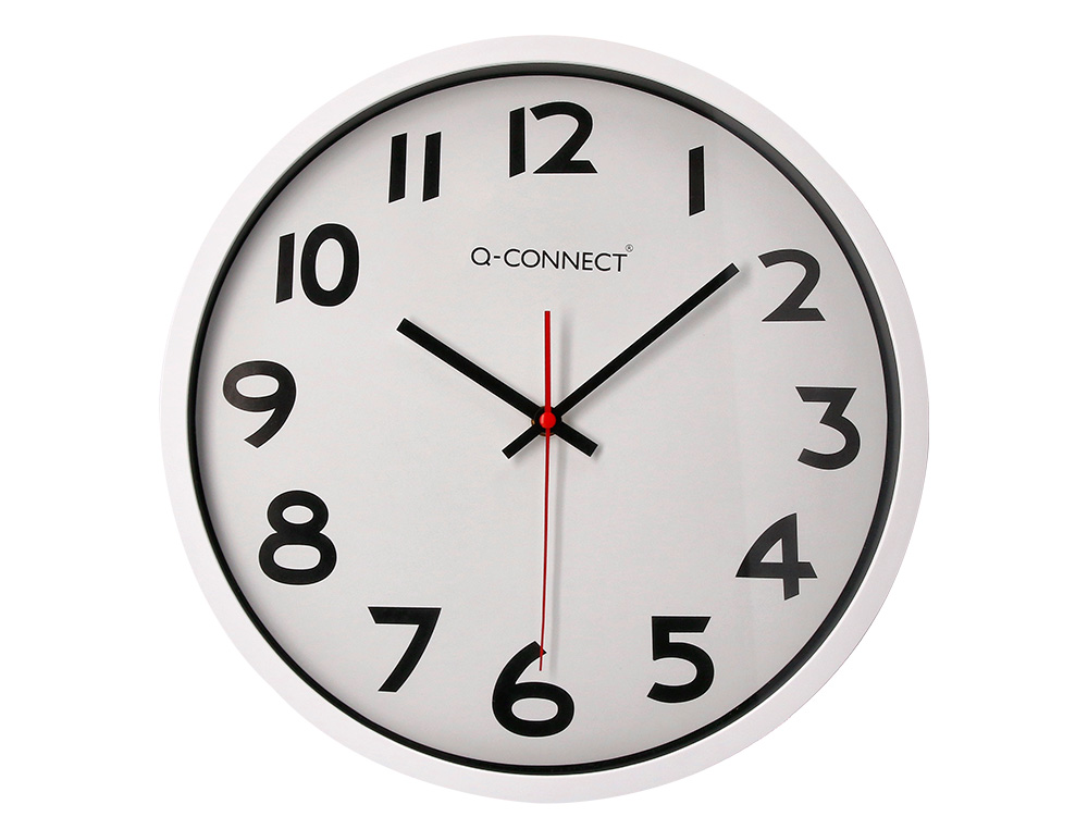 RELOGIO Q-CONNECT DE PAREDE REDONDO EM PLASTICO DIAMETRO 35 CM ARO BRANCO
