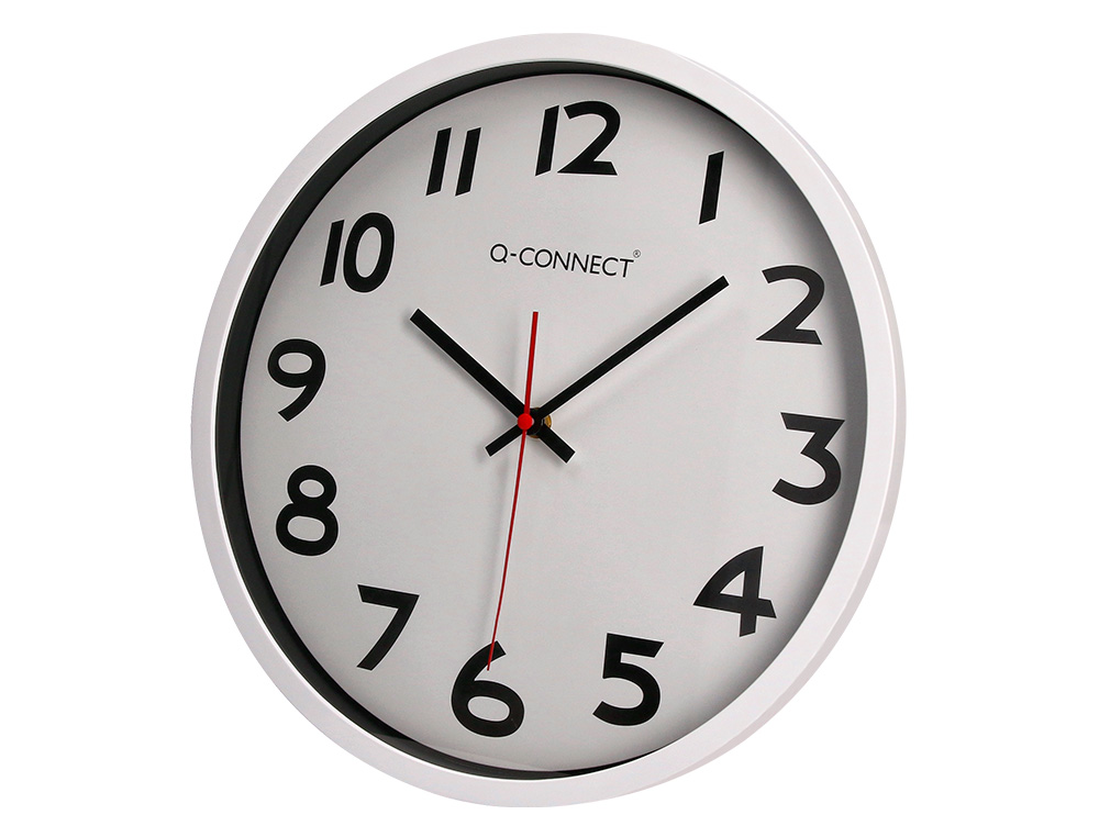 RELOGIO Q-CONNECT DE PAREDE REDONDO EM PLASTICO DIAMETRO 35 CM ARO BRANCO