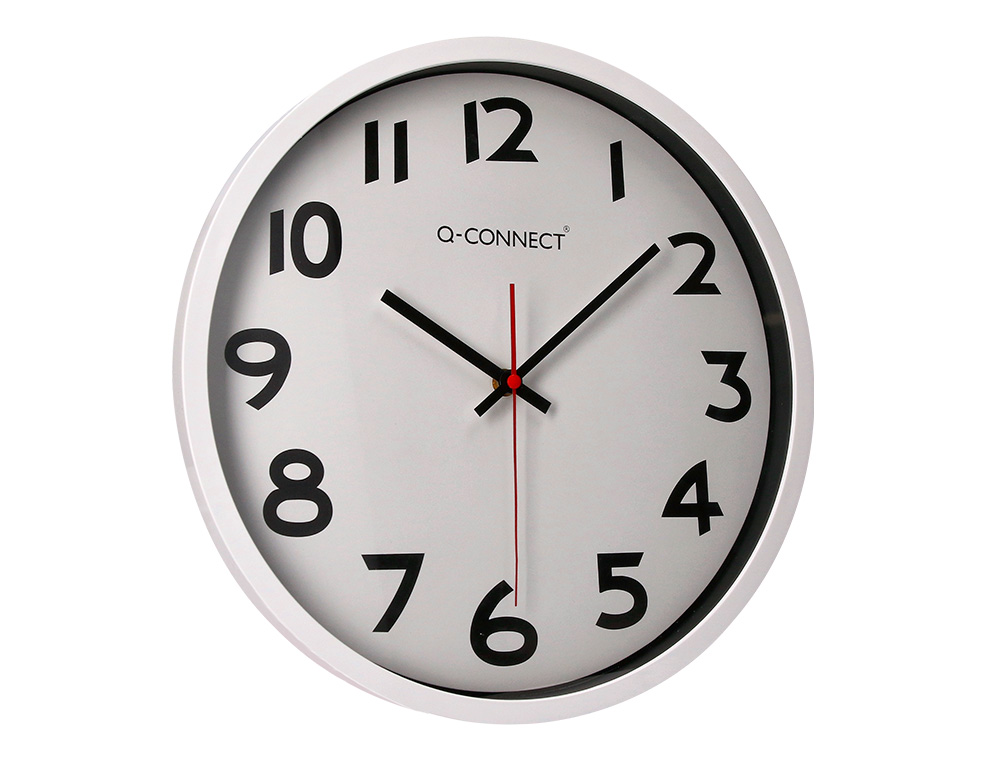 RELOGIO Q-CONNECT DE PAREDE REDONDO EM PLASTICO DIAMETRO 35 CM ARO BRANCO