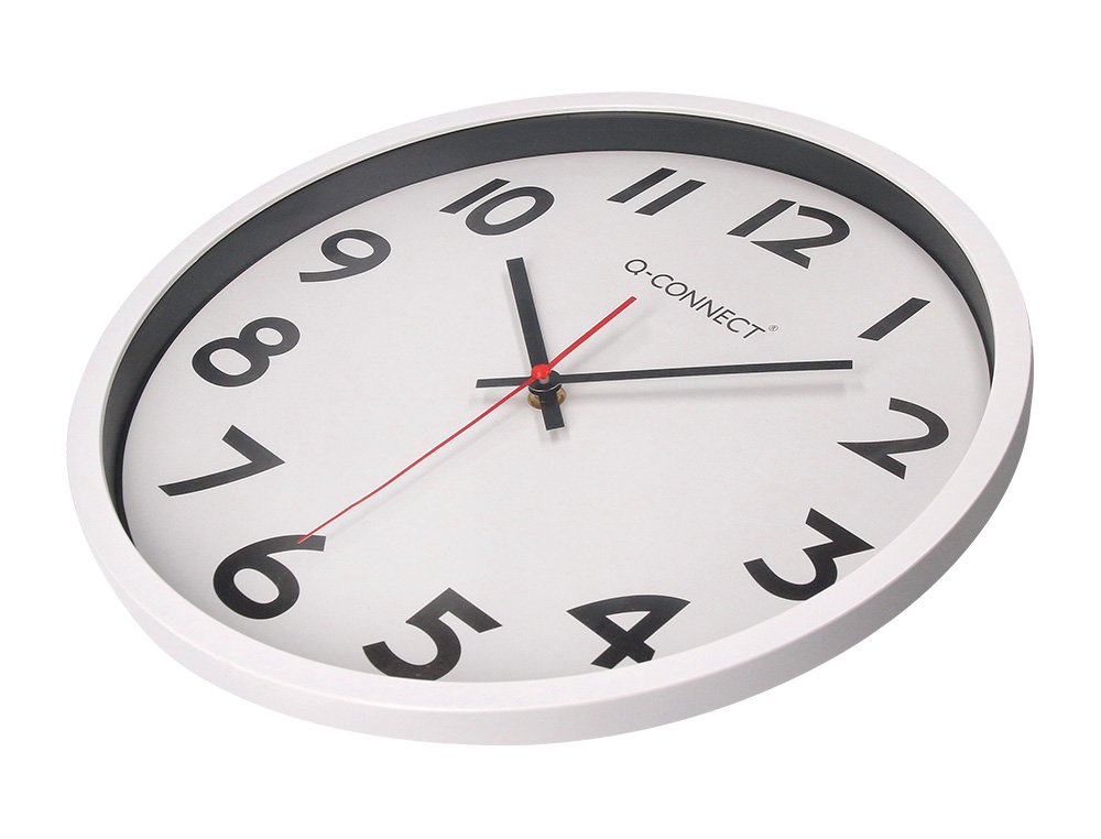 RELOGIO Q-CONNECT DE PAREDE REDONDO EM PLASTICO DIAMETRO 35 CM ARO BRANCO