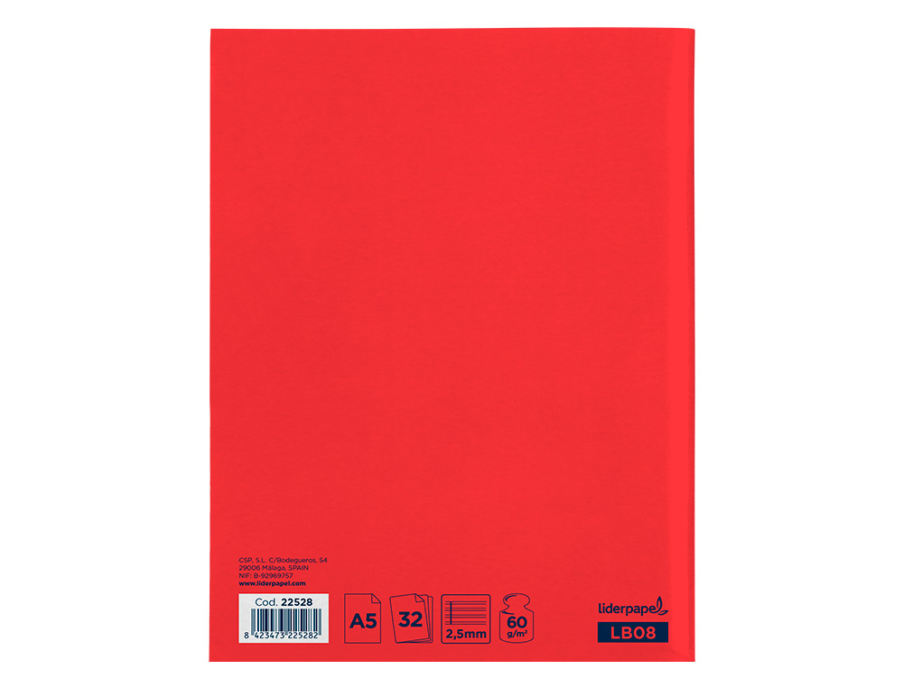 CADERNO ESCOLAR LIDERPAPEL 32 FOLHAS DIN A5 PAUTADO 2 LINHAS