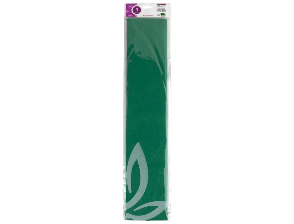 PAPEL CREPE EM CELOFANE LIDERPAPEL 50 CM X 2,5 M VERDE CLASSICO