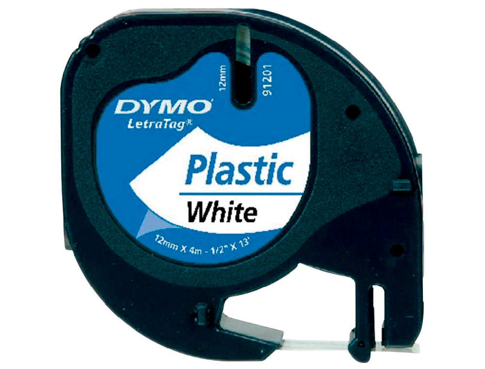 FITA DYMO 12MMX4MT -PRETO/BRANCO PEROLA PARA MAQUINA LETRATAG 91201