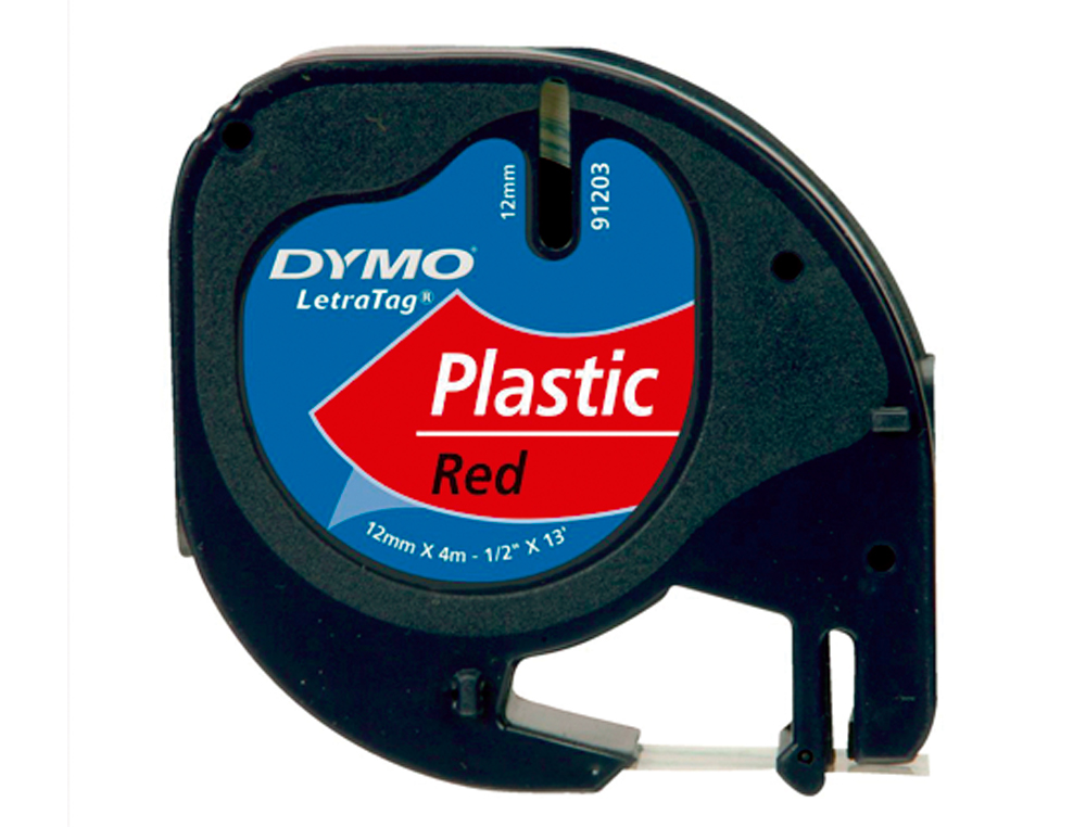 FITA DYMO 12MMX4MT -PRETO/VERMELHO COSMICO PARA MAQUINA LETRATAG