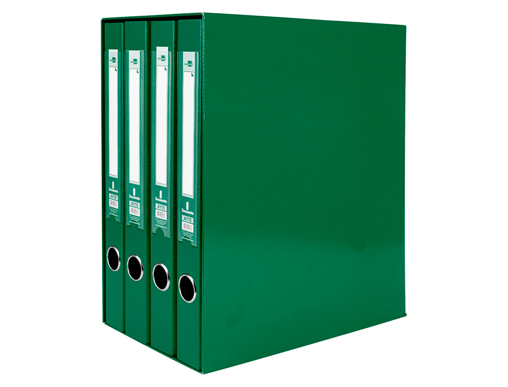 MODULO DE 4 PASTAS DE ARQUIVO LIDERPAPEL 2 ANEIS FOLIO LOMBADA 35 MM VERDE