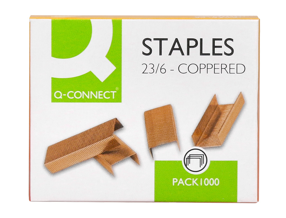 AGRAFES Q-CONNECT COBREADOS 23/6 CAIXA 1000 UNIDADES