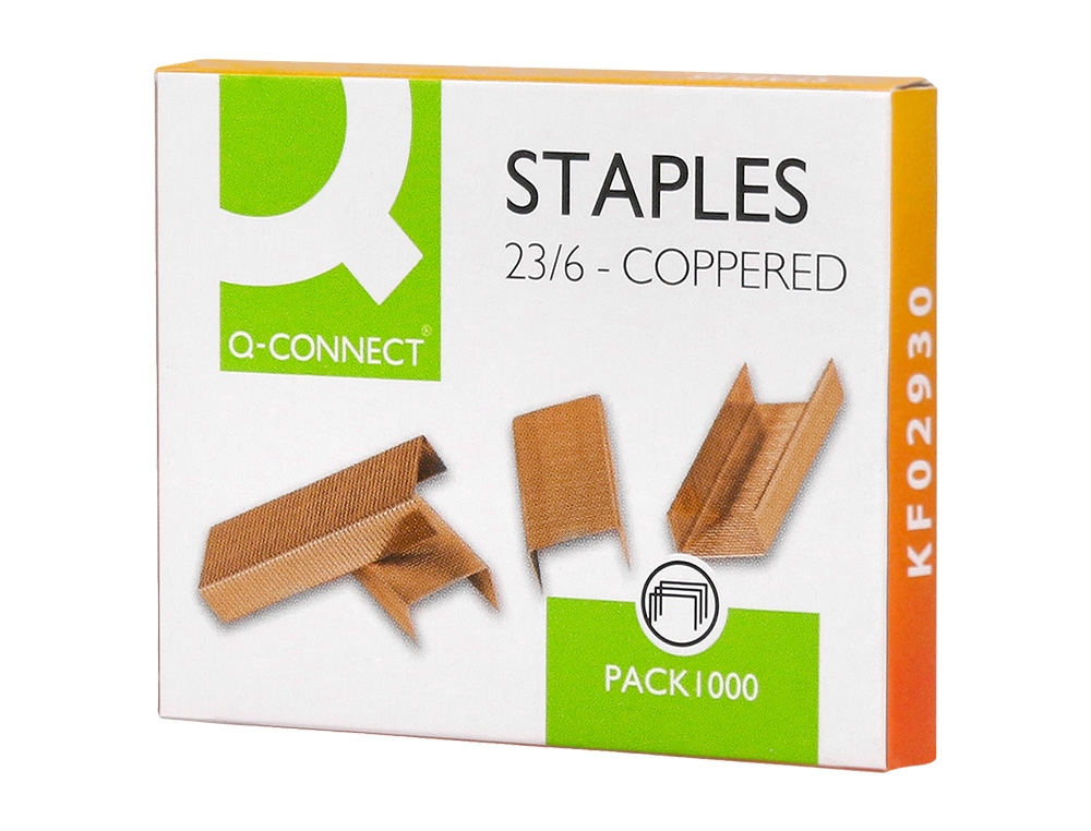 AGRAFES Q-CONNECT COBREADOS 23/6 CAIXA 1000 UNIDADES