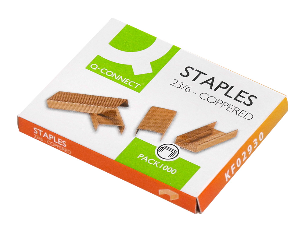 AGRAFES Q-CONNECT COBREADOS 23/6 CAIXA 1000 UNIDADES