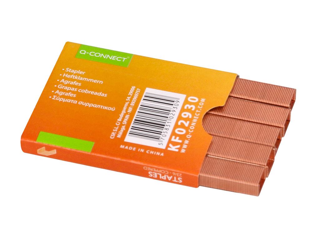 AGRAFES Q-CONNECT COBREADOS 23/6 CAIXA 1000 UNIDADES