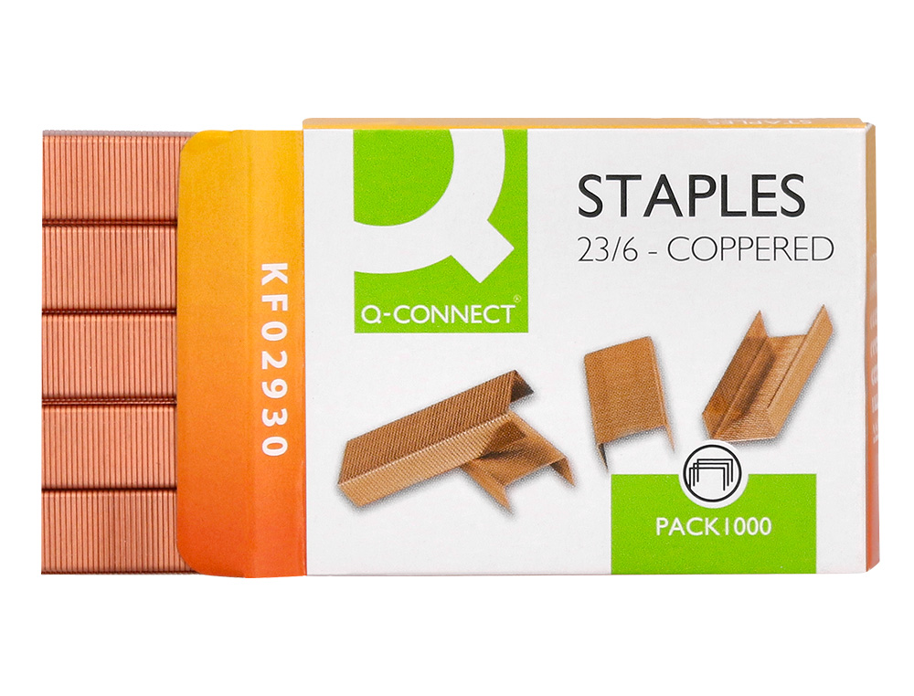 AGRAFES Q-CONNECT COBREADOS 23/6 CAIXA 1000 UNIDADES
