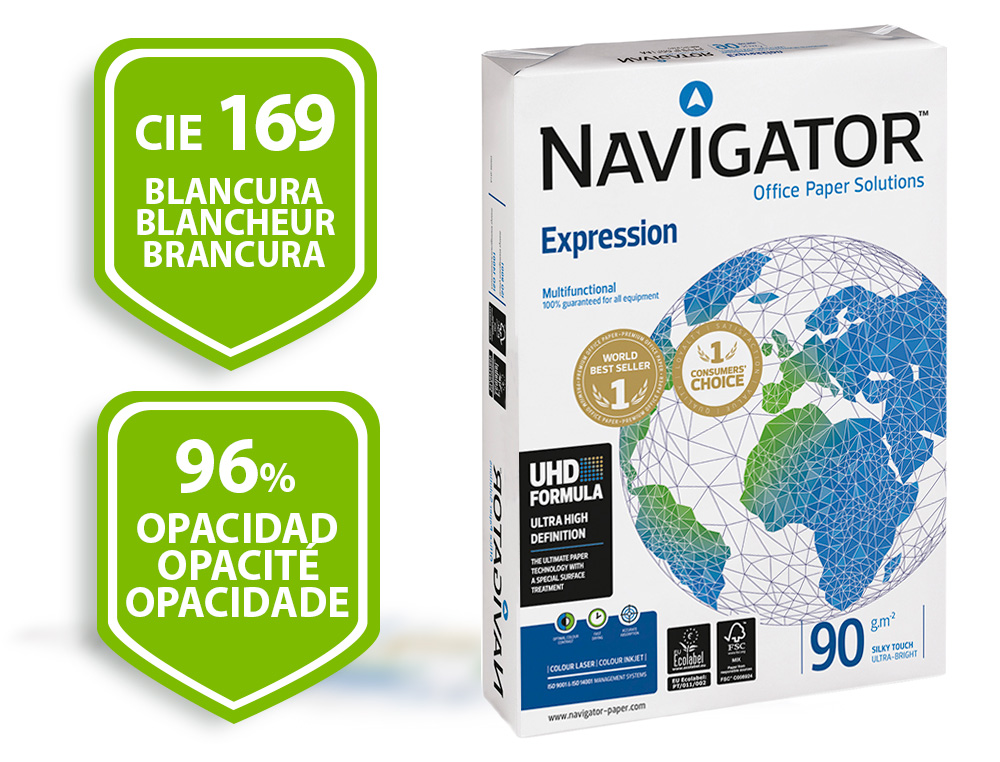 PAPEL FOTOCOPIA NAVIGATOR DIN A4 90 GR EMBALAGEM DE 500 FOLHAS