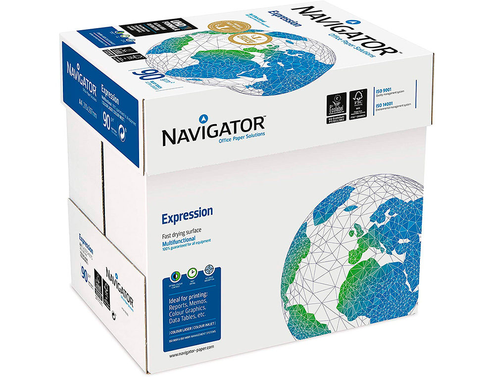 PAPEL FOTOCOPIA NAVIGATOR DIN A4 90 GR EMBALAGEM DE 500 FOLHAS
