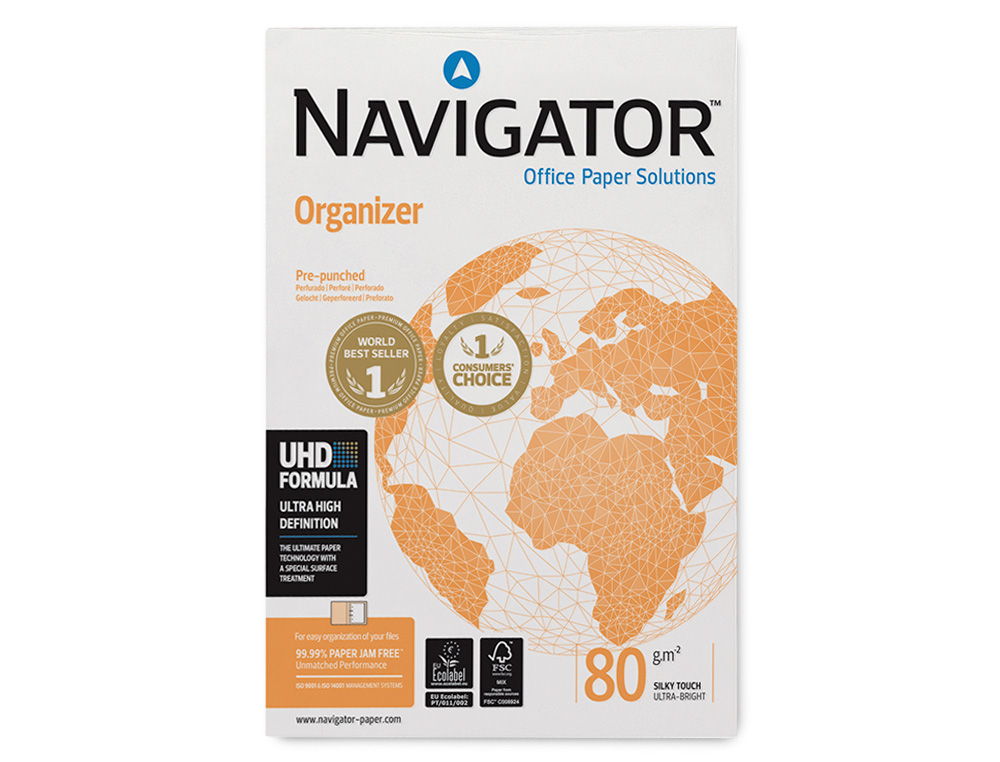 PAPEL FOTOCOPIA NAVIGATOR DIN A4 80 GR EMBALAGEM DE 500 FOLHAS