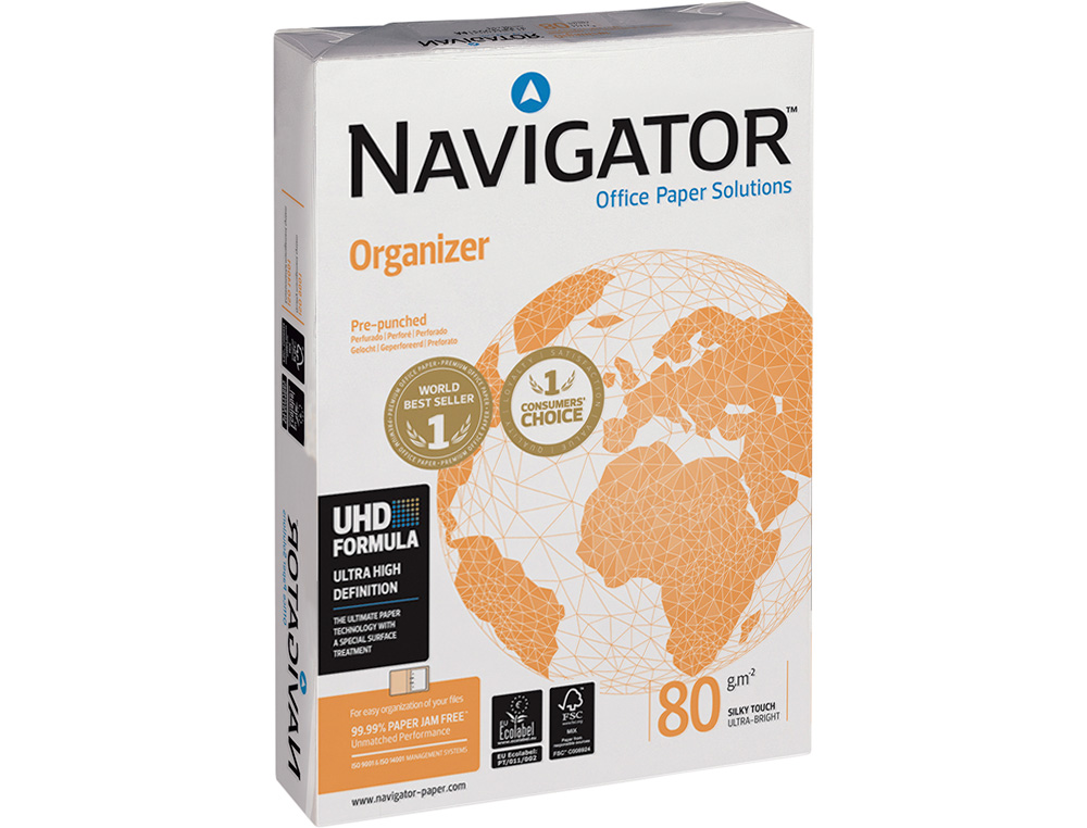 PAPEL FOTOCOPIA NAVIGATOR DIN A4 80 GR EMBALAGEM DE 500 FOLHAS