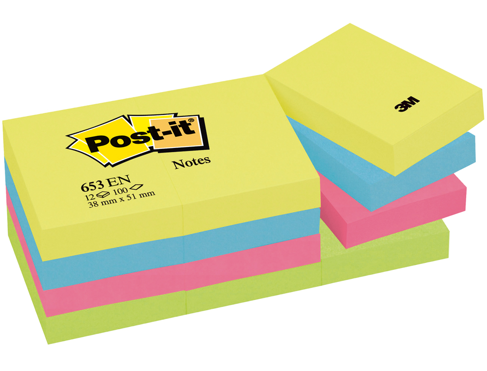 BLOCO DE NOTAS ADESIVAS POST-IT NEON. 38 X 51 MM
