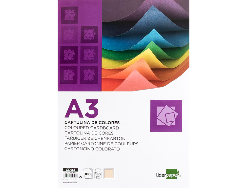 CARTOLINA LIDERPAPEL DIN A3 180 GR CREME PACK DE 100 UNIDADES