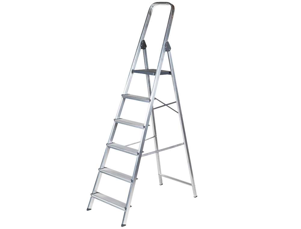 ESCADA Q-CONNECT DE ALUMINIO COM 6 DEGRAUS PESO MAXIMO SUPORTAVEL 150 KG 510 X 1895 X 1203 MM