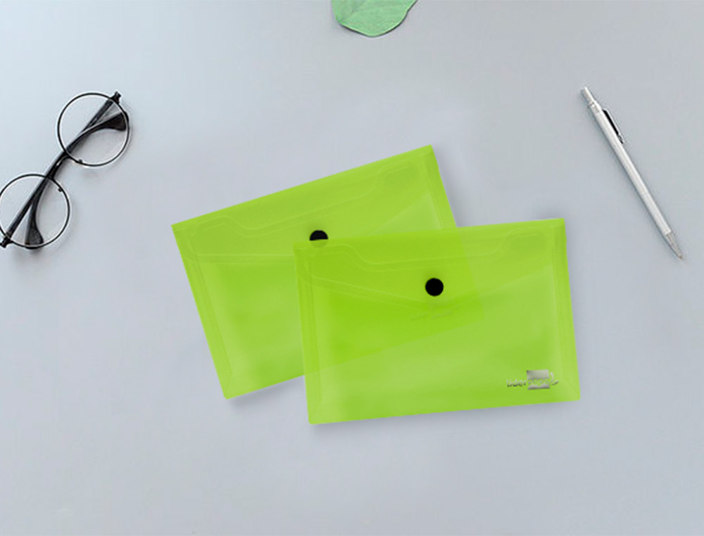 BOLSA PORTA DOCUMENTOS LIDERPAPEL COM MOLA DIN A7 VERDE