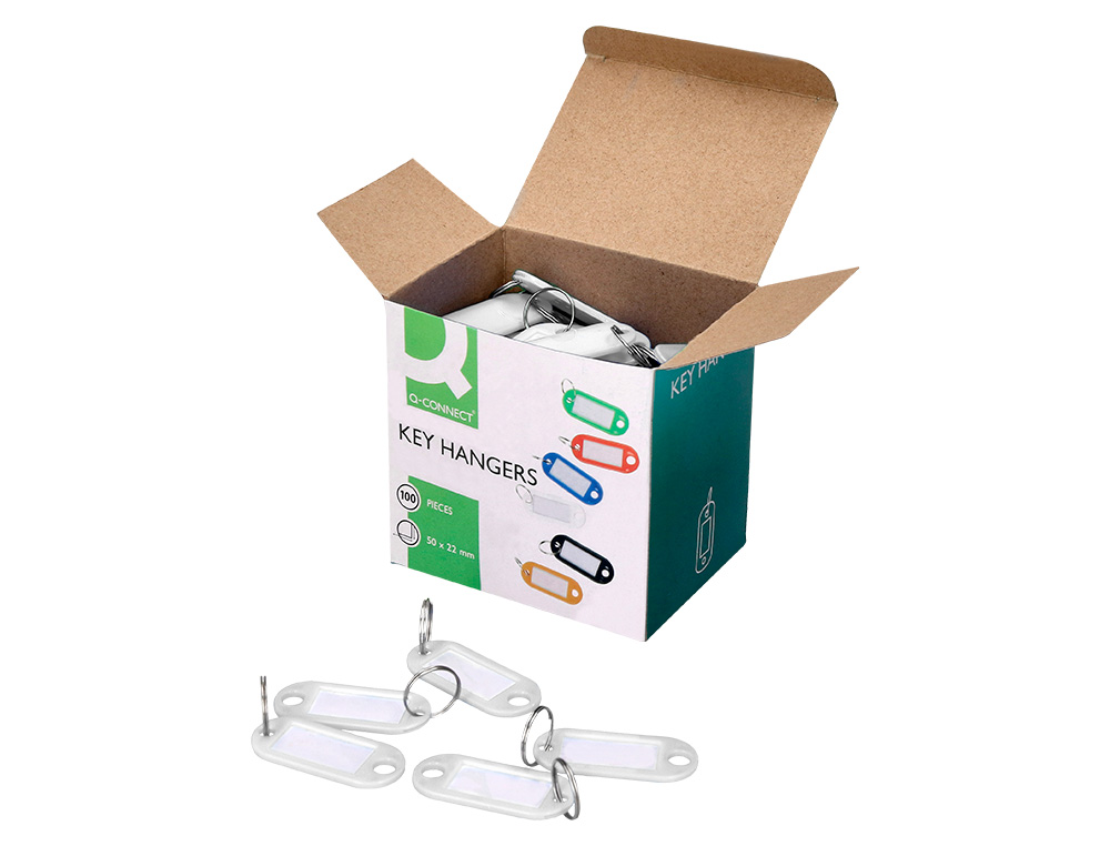 CHAVEIRO PORTA-ETIQUETAS Q-CONNECT BRANCO CAIXA 100 UNIDADES