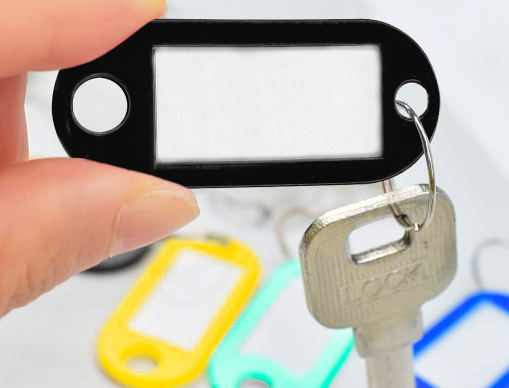 CHAVEIRO PORTA-ETIQUETAS Q-CONNECT PRETO CAIXA 100 UNIDADES
