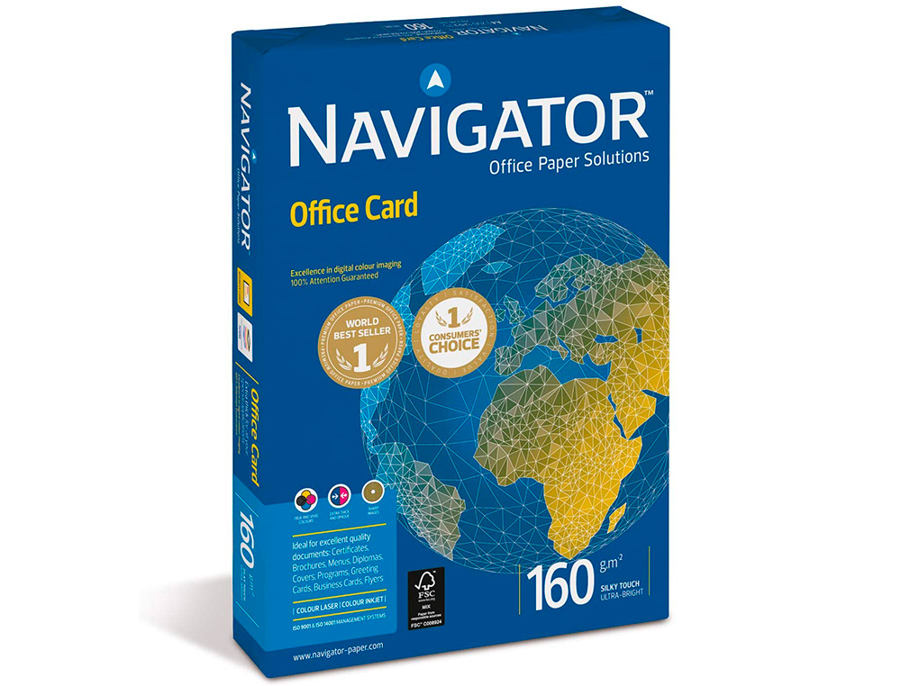 PAPEL FOTOCOPIA NAVIGATOR DIN A4 160 GR EMBALAGEM DE 250 FOLHAS