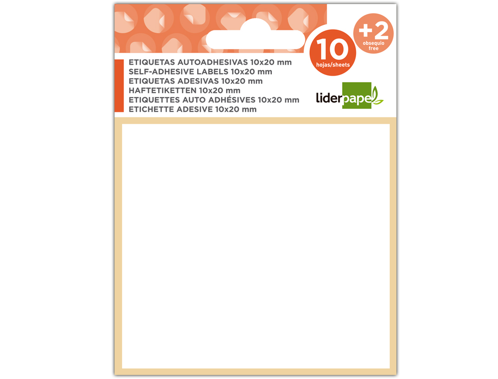 ETIQUETAS ADESIVAS LIDERPAPEL 10 + 2 FOLHAS 38X102 MM 24 ETIQUETAS