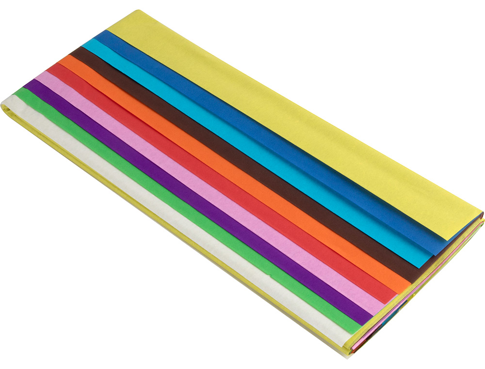 PAPEL SEDA LIDERPAPEL 52 X 76 CM 18 GR CORES SORTIDAS EMBALAGEM DE 10 FOLHAS