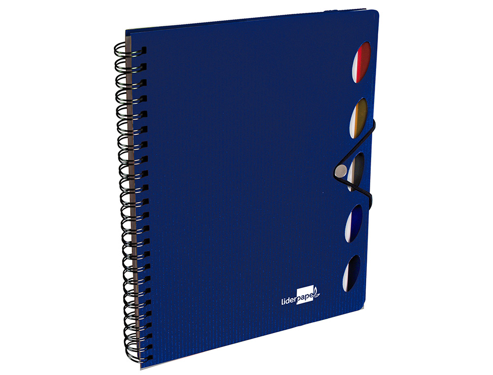 CADERNO ESPIRAL LIDERPAPEL A5 MICRO EXECUTIVE CAPA PLASTICO 100 F 80 GR QUADRICULA 5MM 5 SEPARADORES COM ELASTICO AZUL