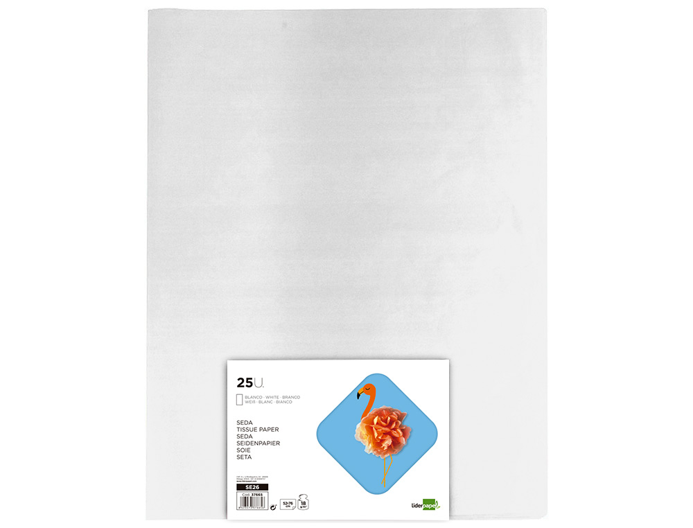 PAPEL SEDA LIDERPAPEL 52 X 76CM 18 GR BRANCO EMBALAGEM DE 25 FOLHAS