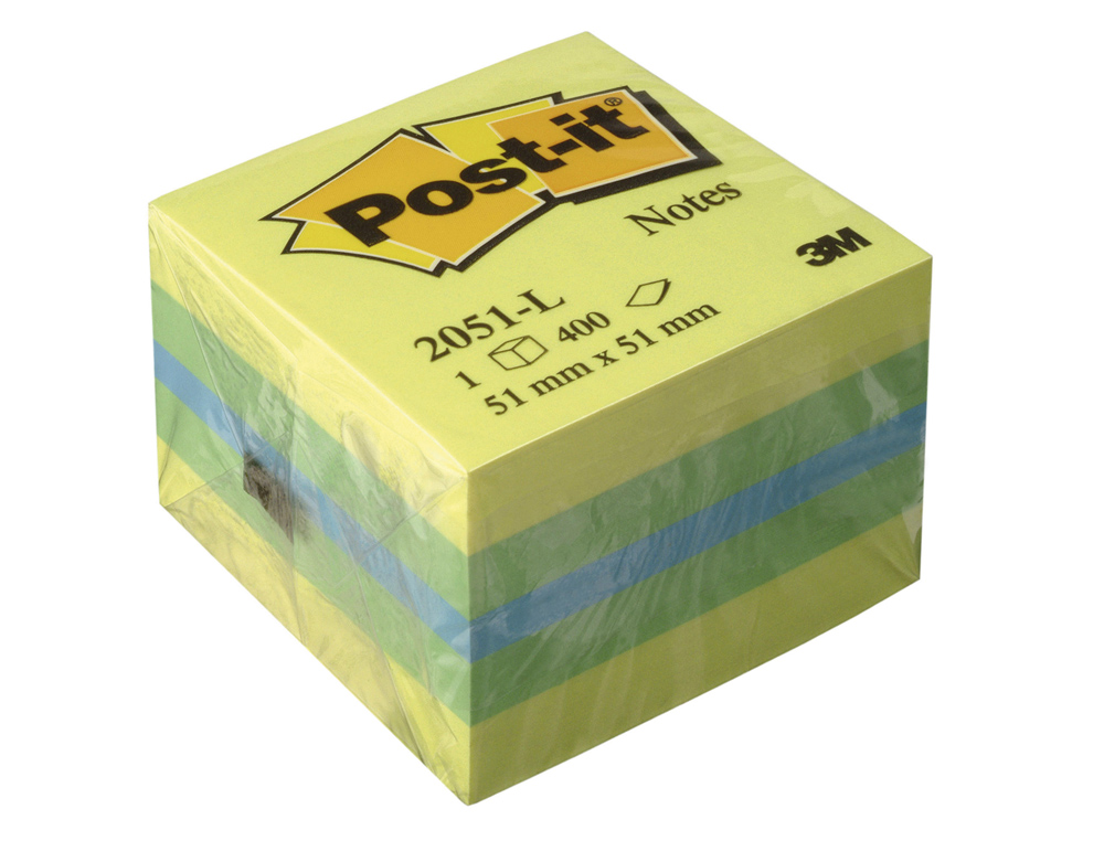 BLOCO DE NOTAS ADESIVAS POST-IT TIRA E POE POST-IT 51X51 MM MINICUBO COR LIMÃO 2041-L 400 FOLHAS